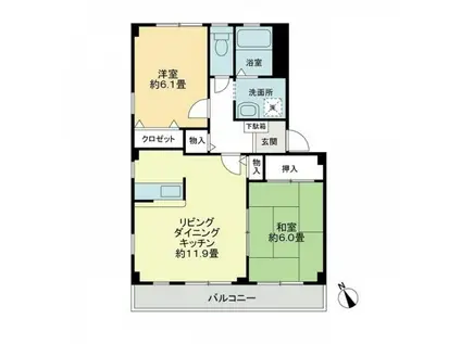 フォブールソレイユ(2LDK/2階)の間取り写真