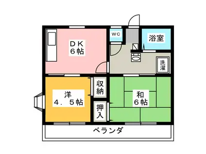 メゾンドパラディII(2DK/2階)の間取り写真