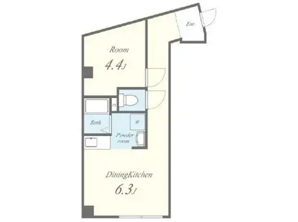 セレステ三軒茶屋(1DK/2階)の間取り写真