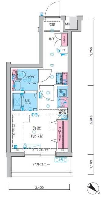 GENOVIA妙典(ワンルーム/2階)の間取り写真