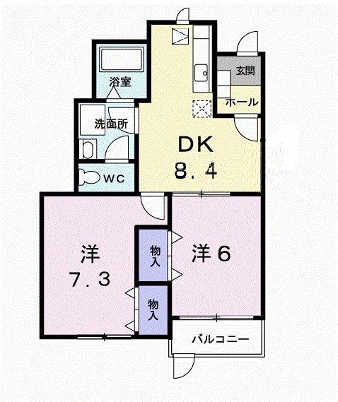 サンシティ東新田A(2DK/1階)の間取り写真