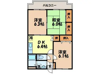 柳原マンション I(3DK/1階)の間取り写真