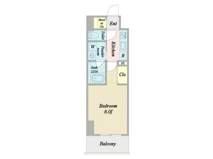 CENTRAL S 砂山町(1K/10階)の間取り写真