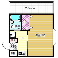 ハイツミキ(1K/1階)の間取り写真