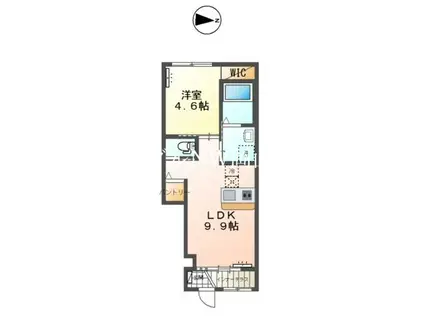 アムール・ルミエール(1LDK/1階)の間取り写真