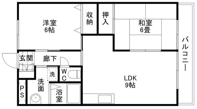 駅前コーポラス(2LDK/4階)の間取り写真