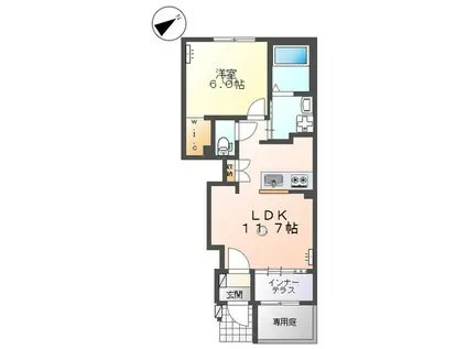 PRIMAVERA(1LDK/1階)の間取り写真