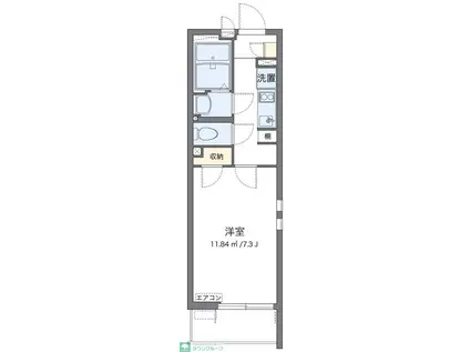 クレイノ城山III(1K/3階)の間取り写真