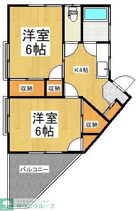 宮前コーポ(2K/2階)の間取り写真