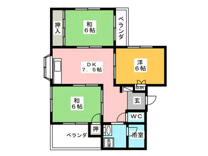 R大坪II(3DK/2階)の間取り写真