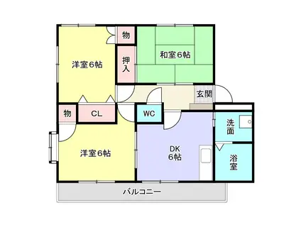 グランデージ薬師(3DK/2階)の間取り写真