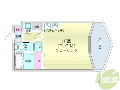 プティ東照宮(ワンルーム/2階)の間取り写真