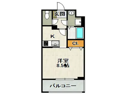 エクセル宝塚(1K/2階)の間取り写真