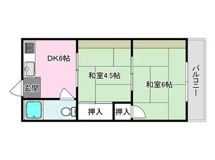 コーポ桜ヶ丘(2DK/2階)の間取り写真