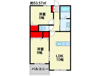 プレアール感田(2LDK/1階)の間取り写真