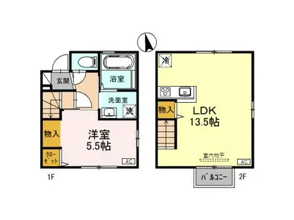 フォンテーネ(1LDK/1階)の間取り写真