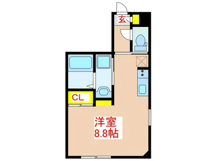 LANDMARK 薬師(ワンルーム/1階)の間取り写真