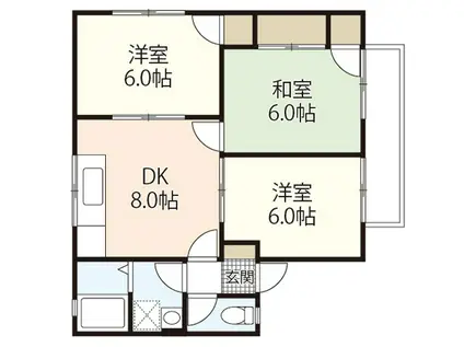 コンフォート東原(3DK/1階)の間取り写真