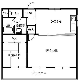 メゾン惟信(2DK/3階)の間取り写真