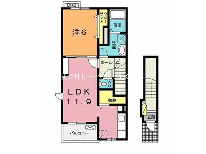 エアリーレジデンス(1LDK/2階)の間取り写真