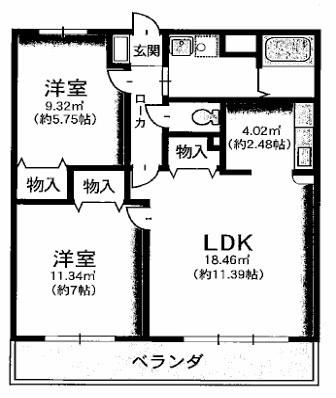 ウエストリバーA.B(2LDK/1階)の間取り写真