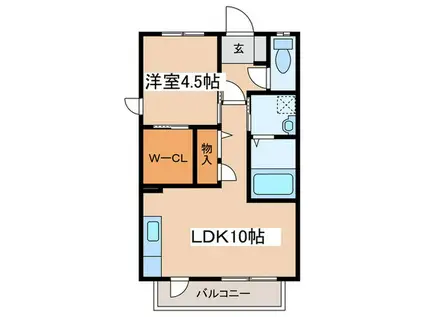 サンサール(1LDK/2階)の間取り写真