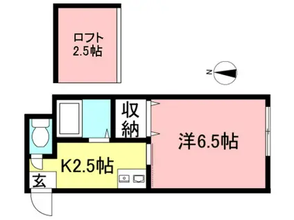 サンセット・S(1K/2階)の間取り写真