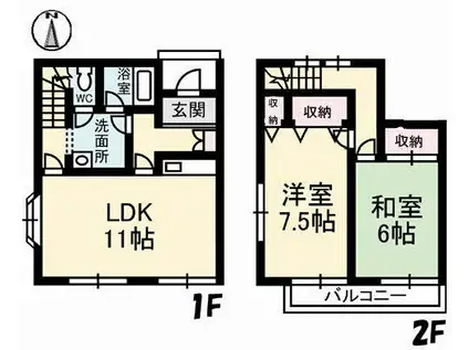 ソフィアM I(2LDK/1階)の間取り写真