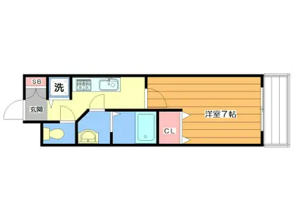 アルペジオ山手I(1K/4階)の間取り写真