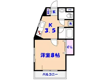 コーポウォッセ1(1K/2階)の間取り写真
