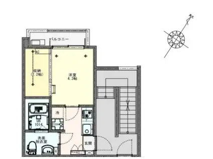 KLEIS西浦和(1K/2階)の間取り写真