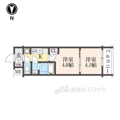 エステムコート京都二条(2K/3階)の間取り写真