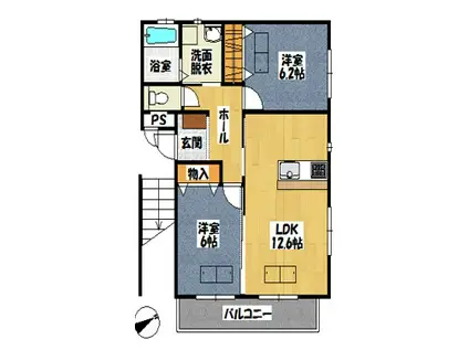 ファミリアーレ金屋(2LDK/1階)の間取り写真