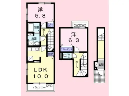 クオーレ(2LDK/1階)の間取り写真