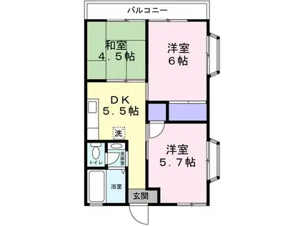 フェリーチェ(3DK/2階)の間取り写真