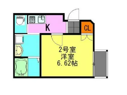 カーサ花咲(1K/2階)の間取り写真