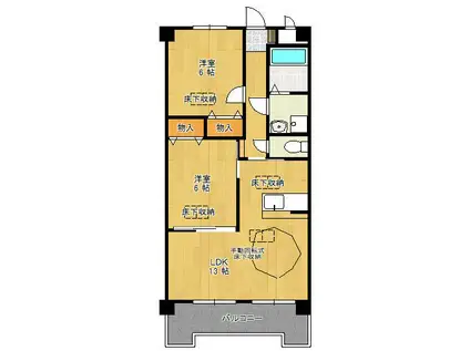 グロワール・エーリ壱番館(2LDK/3階)の間取り写真