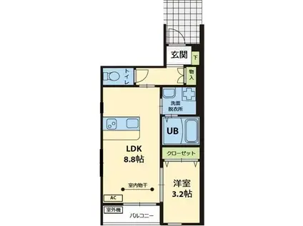 ハドルハシヌマ(1LDK/1階)の間取り写真