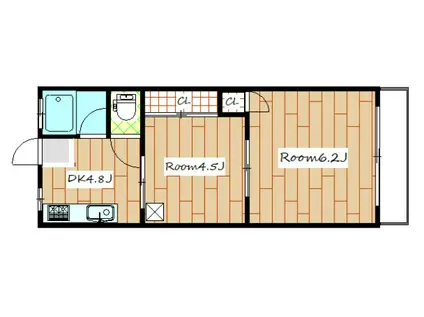 ハイツフレンド鳥羽(2K/1階)の間取り写真