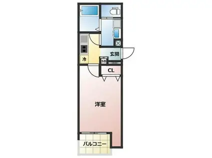 ALEGRIA東二見(1K/3階)の間取り写真