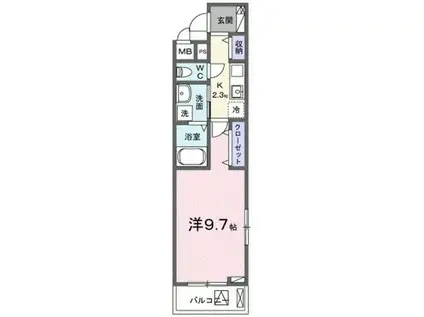 ヒカルサ三郷中央(1K/3階)の間取り写真