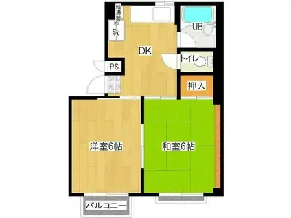 レジデンス88(2DK/2階)の間取り写真