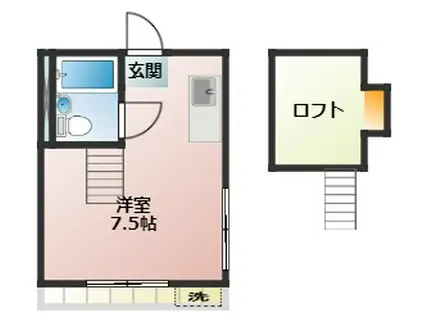 KMAISON赤塚(ワンルーム/2階)の間取り写真