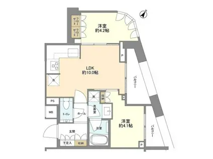 PARK COURT恵比寿(2LDK/4階)の間取り写真