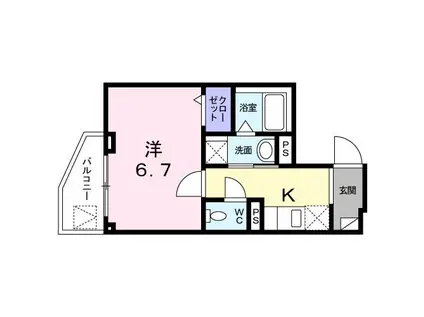 キアーロ三軒茶屋(1K/4階)の間取り写真