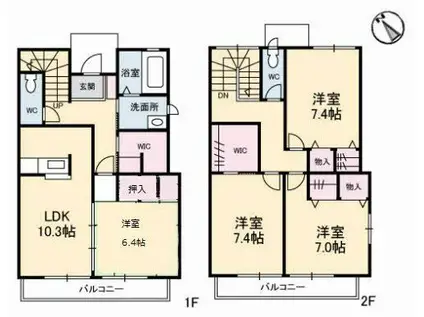 グリーンルーフ(4LDK/1階)の間取り写真