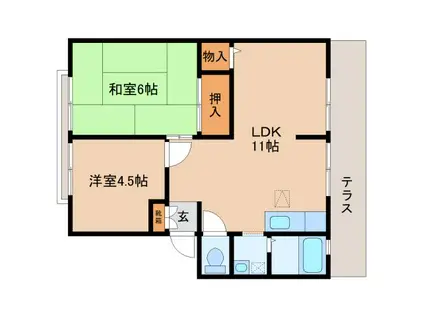 パナメゾン弐番館(2LDK/1階)の間取り写真