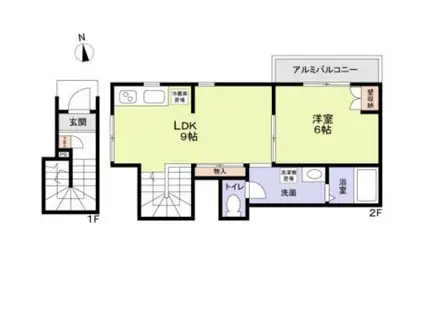 つわぶき荘(1LDK/2階)の間取り写真