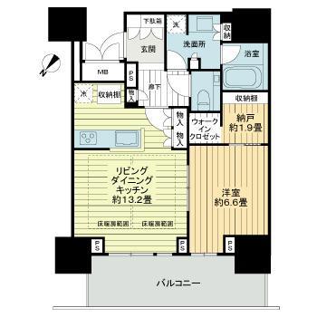 グランドメゾン上町台レジデンスタワー(1SLDK/5階)の間取り写真
