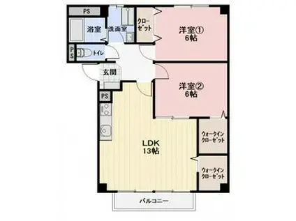 SURPLUSTHREEローデアプレイス・A棟(2LDK/2階)の間取り写真